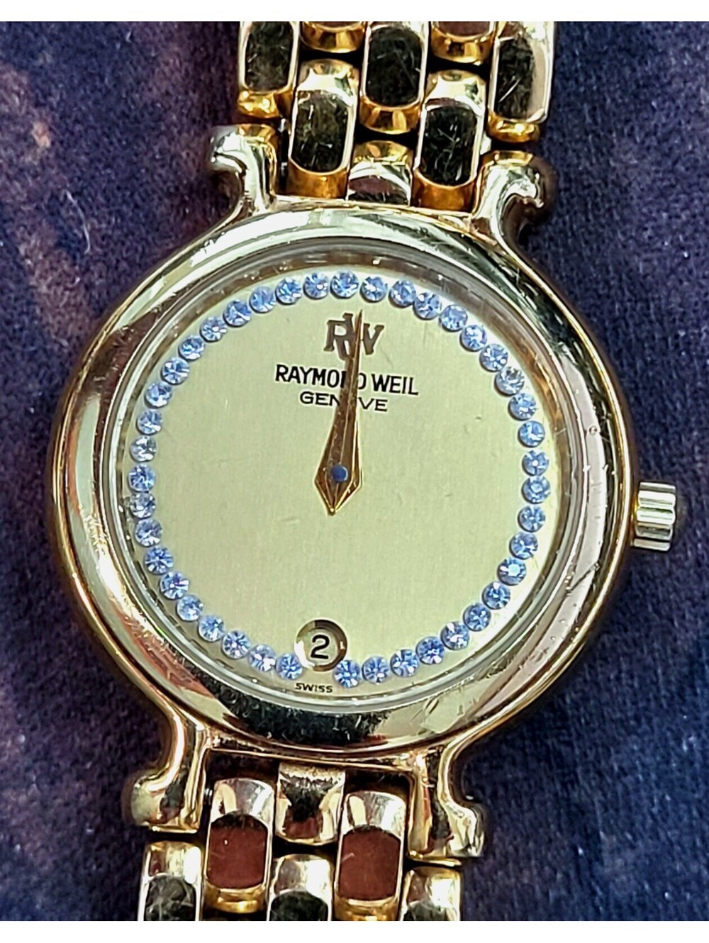 Raymond Weil  9937-2 Watch 42 Diamond 18K GP For Repair Read